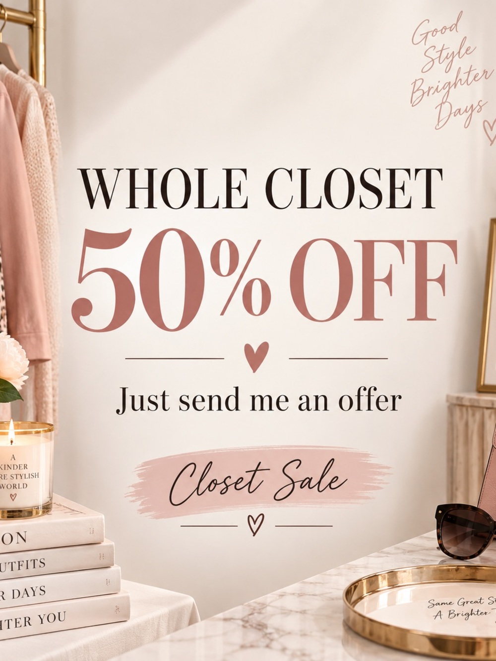 Closet Sale 50% Off Graphic Poster - Pink & Cream